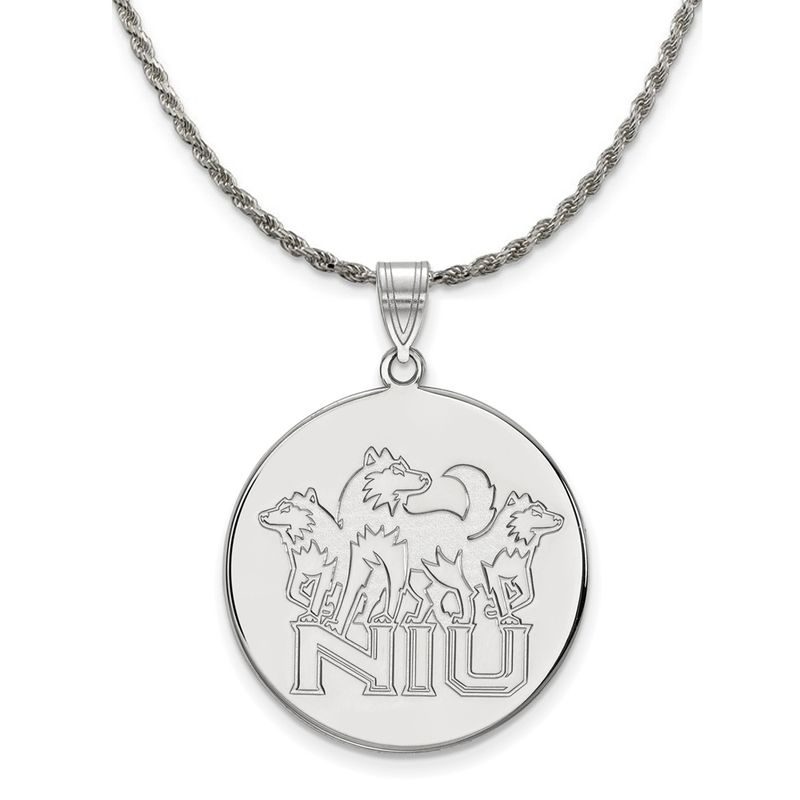Sterling Silver Northern Illinois U. Xl Disc Pendant Necklace, 22 Inch